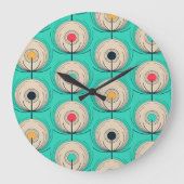 Peacock Feathers: Elfenbeinblaue Fantasie. Große Wanduhr (Vorderseite)