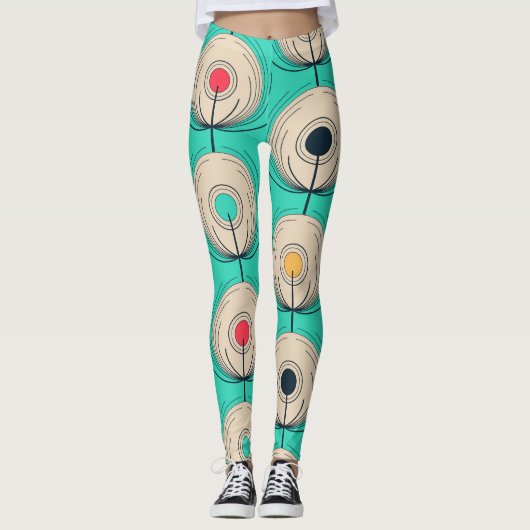 Peacock Feathers: Elfenbeinblaue Fantasie. Leggings (Vorderseite)