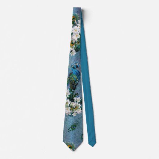 Peacock Feathers & Emerald Green Metallic Silk Krawatte (Vorderseite)