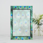 Peacock Feathers Exotic Wild Watercolor Muster Briefpapier (Stehend Vorderseite)