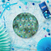 Peacock Feathers Exotic Wild Watercolor Muster Pappteller (Party)