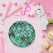 Peacock Feathers Exotic Wild Watercolor Muster Pappteller (Party)