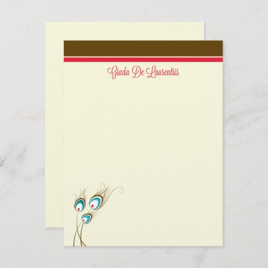 Peacock Feathers Flat (Giada De Laurentiis) Mitteilungskarte (Vorne/Hinten)