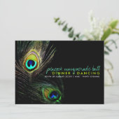 Peacock Feathers Foto Boho Chic Dinner Party Einladung (Stehend Vorderseite)