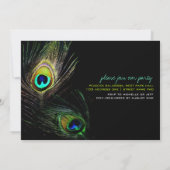 Peacock Feathers Foto Boho Chic Dinner Party Einladung (Rückseite)