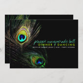 Peacock Feathers Foto Boho Chic Dinner Party Einladung (Vorne/Hinten)