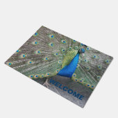 Peacock Feathers Foto Willkommen Fußmatte (Schrägansicht)