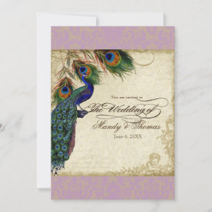 Peacock & Feathers Frische Hochzeit Einladung Aqua