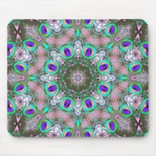 Peacock Feathers Geometric Mandala Mousepad (Vorne)