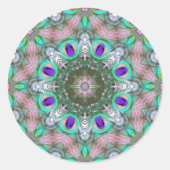 Peacock Feathers Geometric Mandala Sticker (Vorderseite)