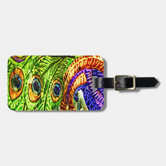 Peacock Feathers Gepäckanhänger (Vorderseite horizontal)