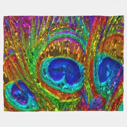 Peacock Feathers Glass Art 1 Fleecedecke (Vorderseite (Horizontal))