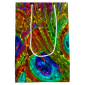 Peacock Feathers Glass Art 1 Mittlere Geschenktüte (Rückseite)