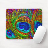 Peacock Feathers Glass Art 1 Mousepad (Mit Mouse)