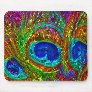 Peacock Feathers Glass Art 1 Mousepad