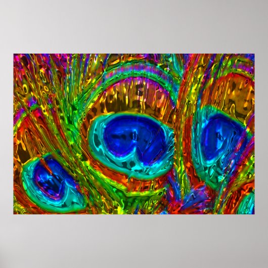 Peacock Feathers Glass Art 1 Poster (Vorne)