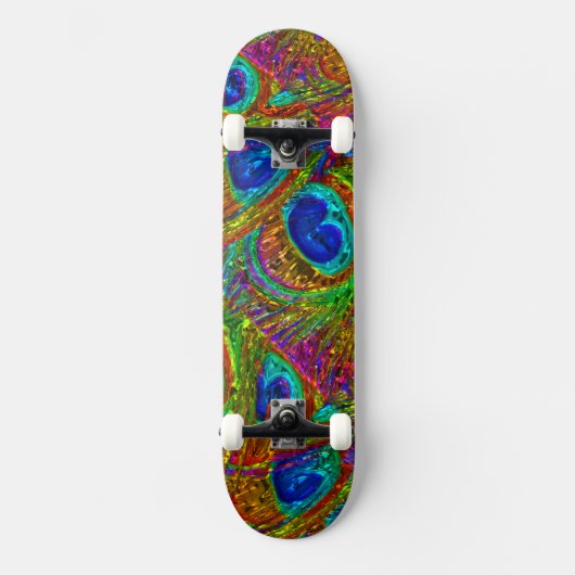 Peacock Feathers Glass Art 1 Skateboard (Vorderseite)