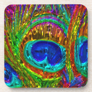 Peacock Feathers Glass Art 1 Untersetzer