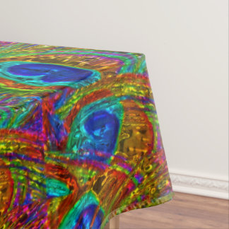 Peacock Feathers Glass Art 1A Tableclout Tischdecke