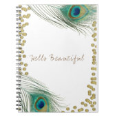 Peacock Feathers & Gold Boho Glam Elegante Notizblock (Vorderseite)