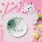 Peacock Feathers & Gold Boho Glam Party Pappteller (Party)