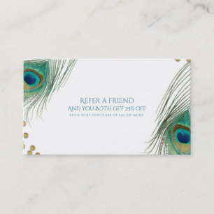 Peacock Feathers & Gold Boho Glam Weiterempfehlen Empfehlungskarte