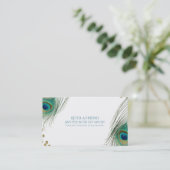 Peacock Feathers & Gold Boho Glam Weiterempfehlen Empfehlungskarte (Stehend Vorderseite)