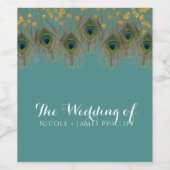 Peacock Feathers & Gold Dots JEDES FARBEN Party We Weinetikett (Einzelnes Label)