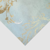 Peacock Feathers Gold und Dusty Blue Decoupage Seidenpapier (Ausschnitt)