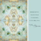 Peacock Feathers Gold und Dusty Blue Decoupage Seidenpapier