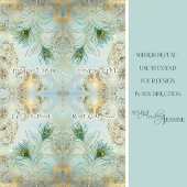 Peacock Feathers Gold und Dusty Blue Decoupage Seidenpapier