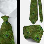 Peacock Feathers Green Gold Neck Tie Necktie Krawatte