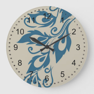 Peacock Feathers Große Wanduhr