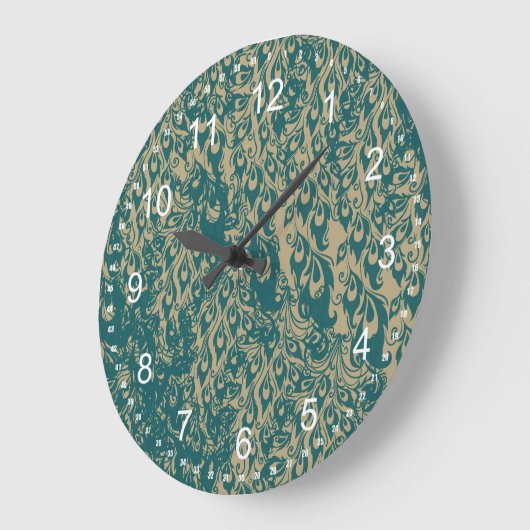 Peacock Feathers Große Wanduhr (Winkel)