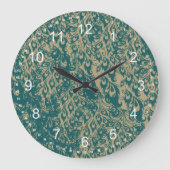 Peacock Feathers Große Wanduhr (Vorderseite)