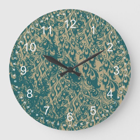 Peacock Feathers Große Wanduhr (Vorderseite)
