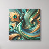 Peacock Feathers in Abstract Flow Canvas Art Leinwanddruck (Vorderseite)