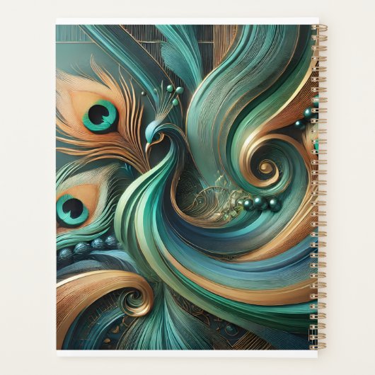 Peacock Feathers in Abstract Flow Planner Planer (Rückseite)
