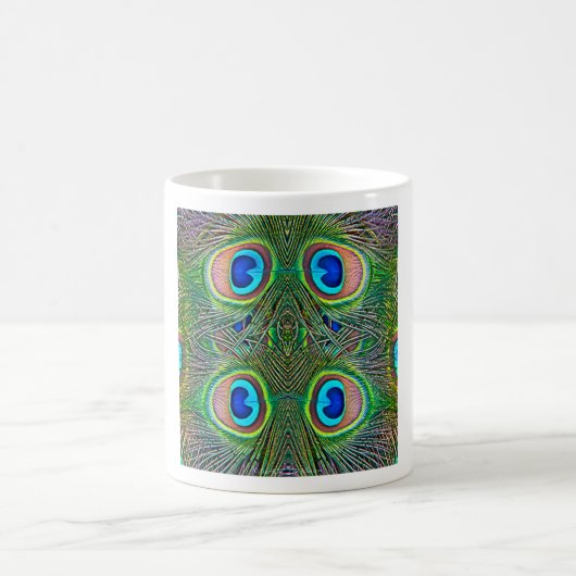 Peacock Feathers Kaleidoskop Print Kaffeetasse (Mittel)