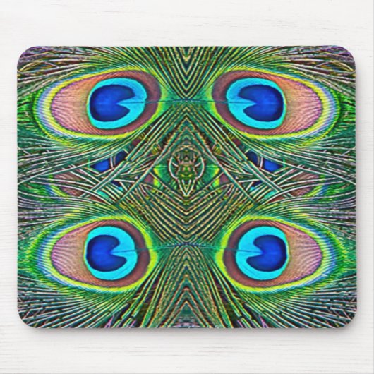 Peacock Feathers Kaleidoskop Print Mousepad (Vorne)