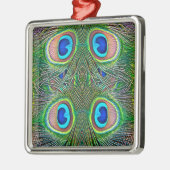 Peacock Feathers Kaleidoskop Print Ornament Aus Metall (Links)