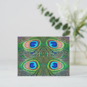 Peacock Feathers Kaleidoskop Print Postkarte (Stehend Vorderseite)