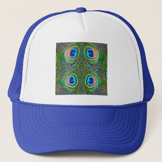 Peacock Feathers Kaleidoskop Print Truckerkappe (Vorderseite)
