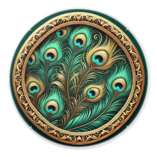 Peacock Feathers Keramikknauf (Vorderseite)