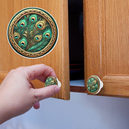 Peacock Feathers Keramikknauf