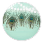 Peacock Feathers & Lights Rustikaler Chic Elegante Keramikknauf (Vorderseite)