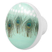 Peacock Feathers & Lights Rustikaler Chic Elegante Keramikknauf (Rechts)