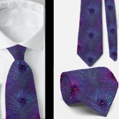 Peacock Feathers Lila Blue Neck Tie Necktie Krawatte