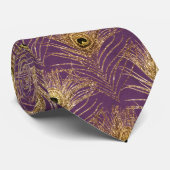 Peacock Feathers Lila Gold Neck Tie Necktie Krawatte (Gerollt)