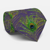 Peacock Feathers Lila Gold Necktie Neck Krawatte (Gerollt)